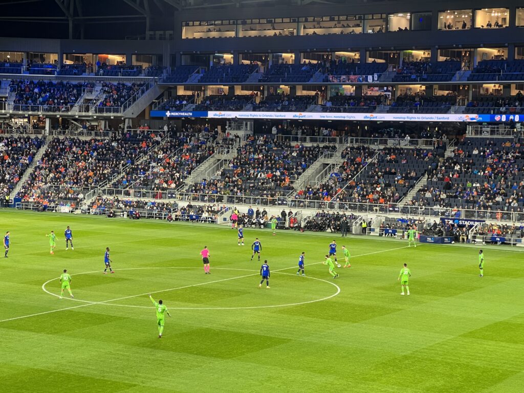 Our first soccer game at TQL stadium in 2023