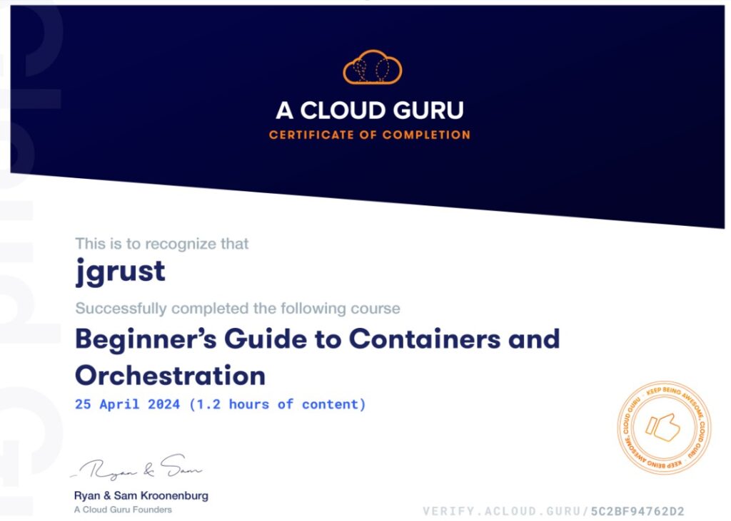 A Cloud Guru - Beginners Guide to Containers and Orchestration