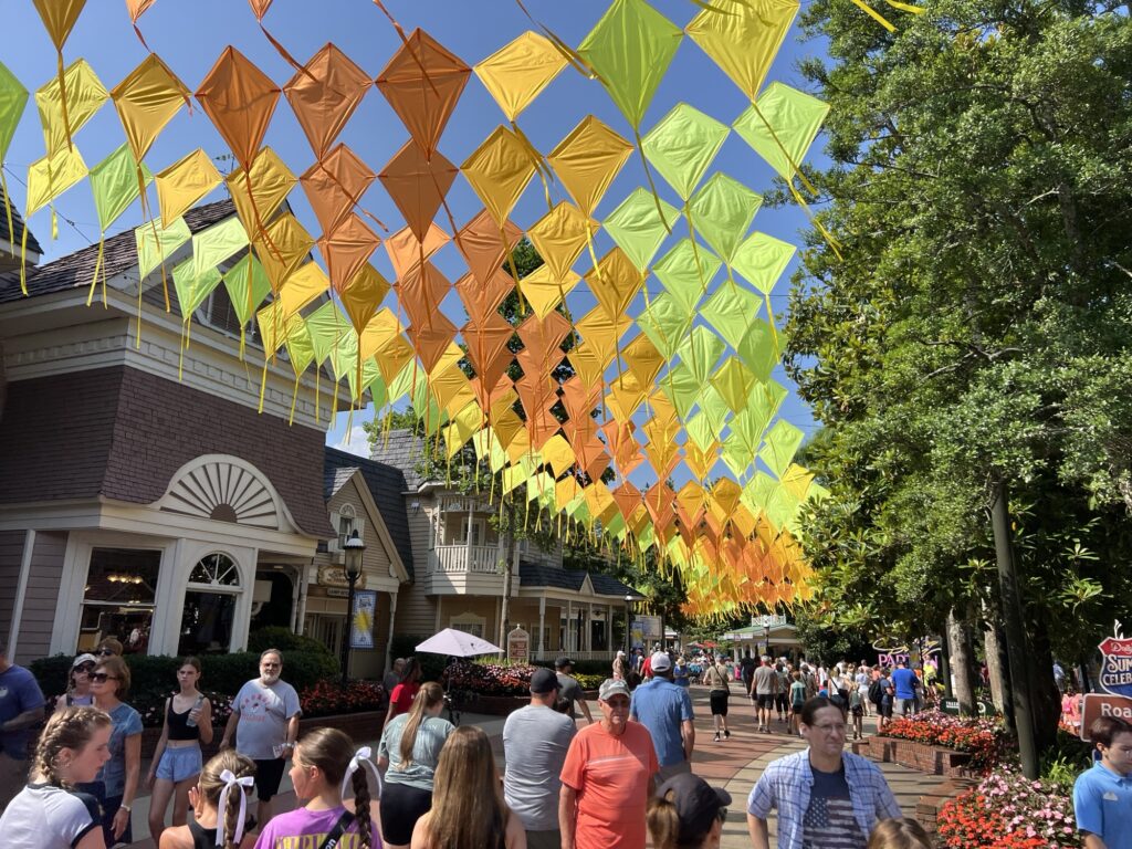 The Entrance To Dollywood with Colorful Kites