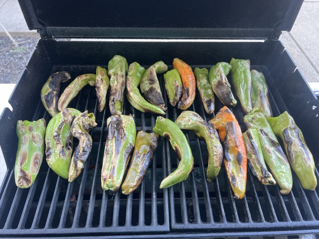 Grilling Hatch Chile Peppers To Make Green Chile Sauce